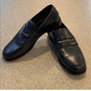 Gucci Black Leather Horsebit Loafers